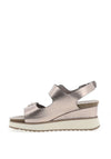 Xti Vegan Leather Metallic Buckle Wedge Sandals, Silver