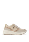 Xti Womens Faux Leather Panel Side Zip Trainers, Beige & Gold