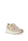Xti Womens Faux Leather Panel Side Zip Trainers, Beige & Gold