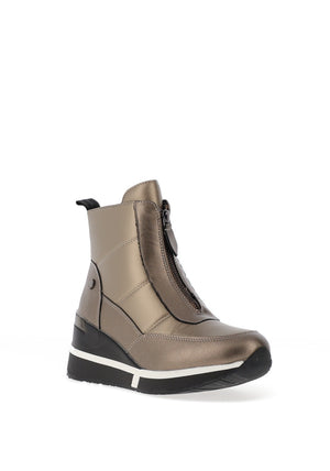 Xti Zip Detail Wedge Ankle Boots, Metallic