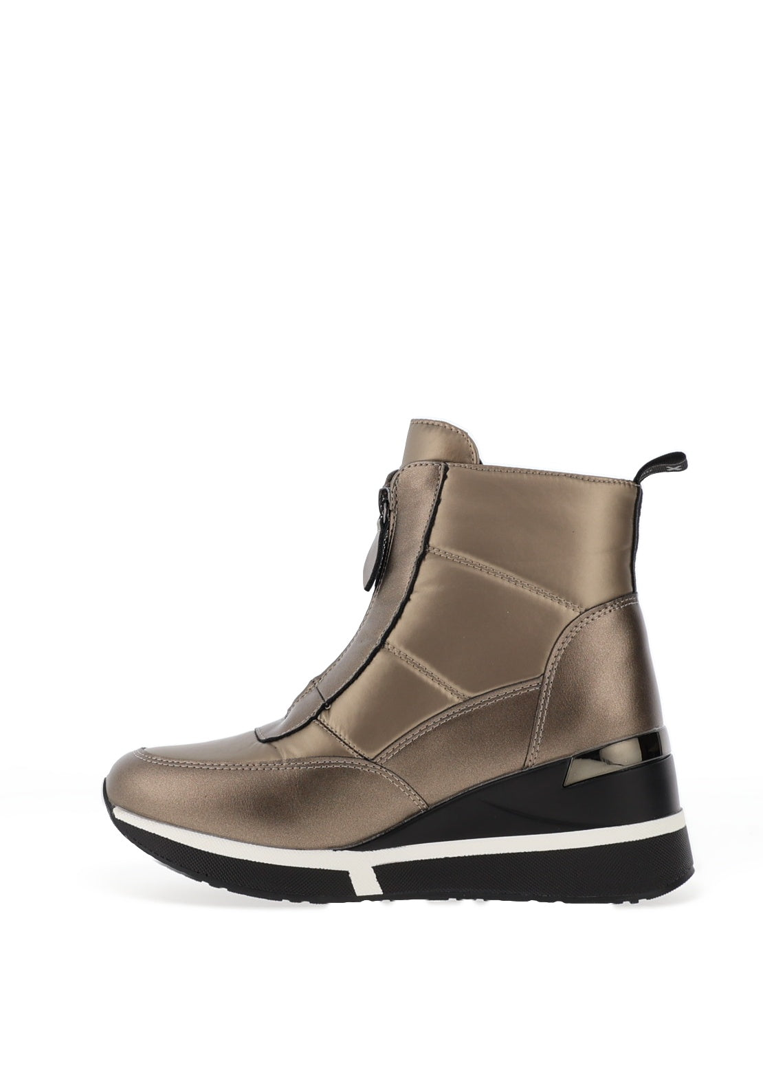 Xti Zip Detail Wedge Ankle Boots, Metallic
