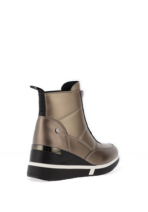 Xti Zip Detail Wedge Ankle Boots, Metallic