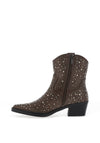 Xti Embellished Cowboy Heeled Ankle Boots, Taupe