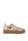 Xti Womens Double Stripe Laced Trainers, Gold
