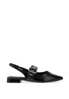 Xti Womens Faux Patent Sling Back Stud Detailed Shoes, Black