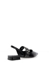 Xti Womens Faux Patent Sling Back Stud Detailed Shoes, Black