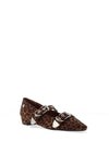 Xti Womens Leopard Printed Buckle Ballet Pumps, Brown