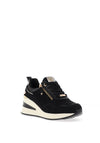 XTI Womens Embellished Wedge Trainers, Black