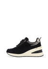 XTI Womens Embellished Wedge Trainers, Black