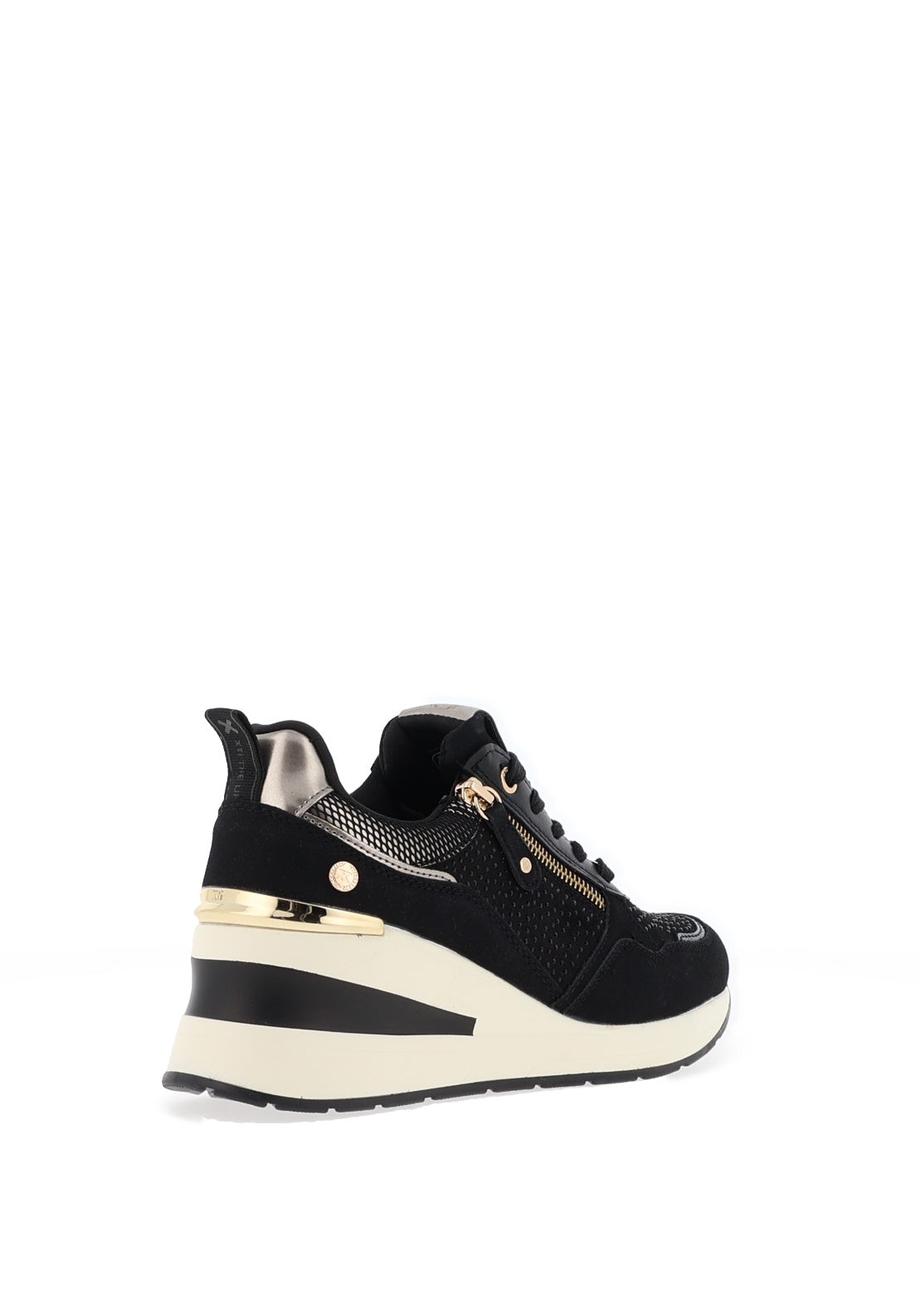 XTI Womens Embellished Wedge Trainers, Black