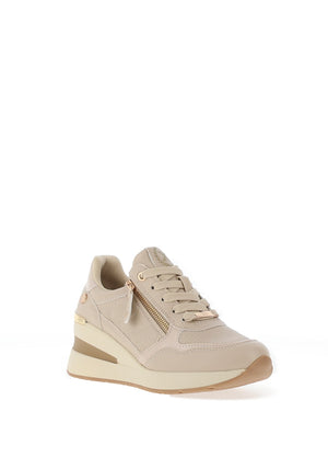 Xti Womens Quilted Wedge Trainers, Beige