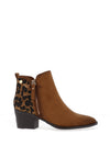 XTI Womens Leopard Print Block Heel Boots, Tan