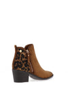 XTI Womens Leopard Print Block Heel Boots, Tan
