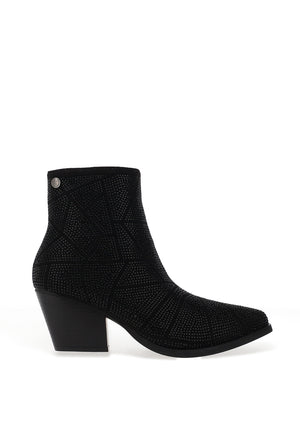 Xti Womens Geo Stud Detailed Heeled Boots, Black