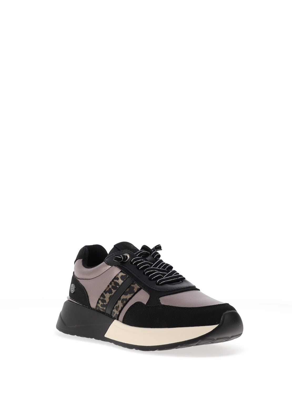 Xti Womens Metallic Leopard Print Slip On Trainers, Black