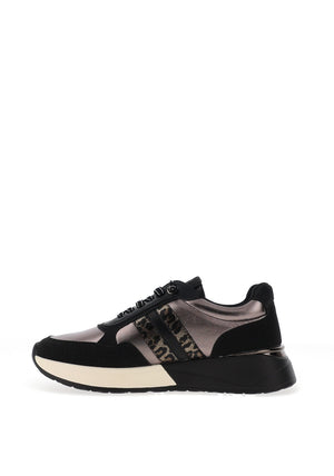 Xti Womens Metallic Leopard Print Slip On Trainers, Black