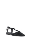 Xti Womens Net T Bar Flat Sandals, Black