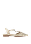 Xti Womens Metallic Net T Bar Flat Sandals, Gold