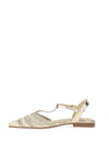 Xti Womens Metallic Net T Bar Flat Sandals, Gold