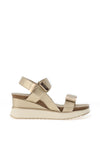 Xti Womens Velcro Strap Metallic Wedge Sandals, Gold
