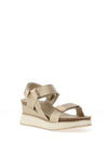Xti Womens Velcro Strap Metallic Wedge Sandals, Gold