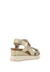 Xti Womens Velcro Strap Metallic Wedge Sandals, Gold