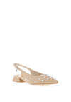 Xti Womens Faux Leather Stud Sling Back Shoes, Beige