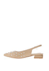Xti Womens Faux Leather Stud Sling Back Shoes, Beige