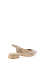 Xti Womens Faux Leather Stud Sling Back Shoes, Beige
