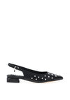 Xti Womens Faux Leather Stud Sling Back Shoes, Black