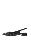 Xti Womens Faux Leather Stud Sling Back Shoes, Black