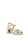 Xti Womens Metallic Criss Cross Heeled Sandals, Gold