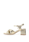 Xti Womens Metallic Criss Cross Heeled Sandals, Gold