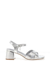 Xti Womens Metallic Criss Cross Heeled Sandals, Silver