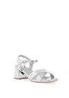 Xti Womens Metallic Criss Cross Heeled Sandals, Silver