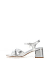Xti Womens Metallic Criss Cross Heeled Sandals, Silver