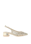 Xti Womens Woven Net Sling Back Low Heel Shoes, Gold