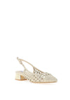 Xti Womens Woven Net Sling Back Low Heel Shoes, Gold