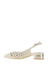 Xti Womens Woven Net Sling Back Low Heel Shoes, Gold