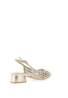 Xti Womens Woven Net Sling Back Low Heel Shoes, Gold