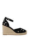 Xti Womens Faux Suede Wedged Espadrilles, Black