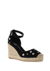Xti Womens Faux Suede Wedged Espadrilles, Black