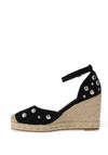 Xti Womens Faux Suede Wedged Espadrilles, Black