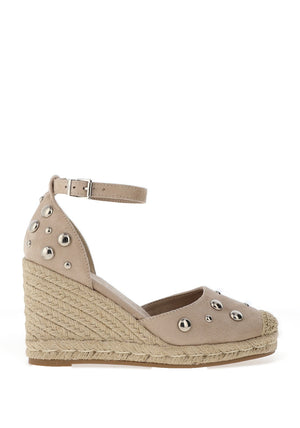 Xti Womens Faux Suede Wedged Espadrilles, Taupe