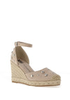 Xti Womens Faux Suede Wedged Espadrilles, Taupe