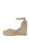 Xti Womens Faux Suede Wedged Espadrilles, Taupe