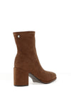 Xti Womens Soft Slip-on Block Heeled Sock Boot, Tan