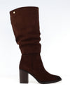 Xti Womens Gathered Knee High Heeled Boots, Brown