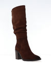 Xti Womens Gathered Knee High Heeled Boots, Brown