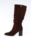 Xti Womens Gathered Knee High Heeled Boots, Brown